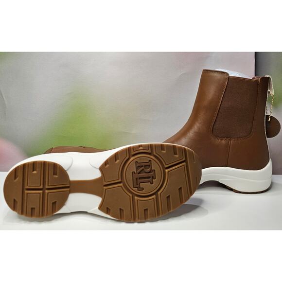 Ralph Lauren  Rylee Chelsea Slip-On Sneakers Deep Saddle Tan Size 9.5 NWT - Picture 5 of 6